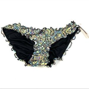 NEW Victorias Secret Size XS Ruffle Cheeky Bikini Bottoms Floral Black H96 #2465